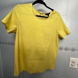 Banana Republic Factory Yellow Blouse with Scallop Detail